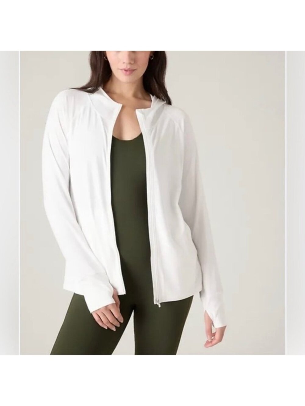 Athleta Pacifica Illume UPF 40+ Relaxed Jacket Medium White Beach Coastal Holida